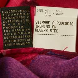 Pre Owned Roberto Cavalli Pink Floral Print Silk Pleated Blouse M