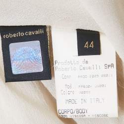 Pre Owned Roberto Cavalli White Jersey Embellished Waist Mini Skirt M