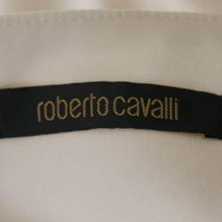 Pre Owned Roberto Cavalli White Jersey Embellished Waist Mini Skirt M