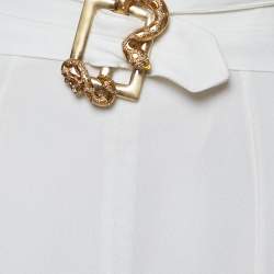 Pre Owned Roberto Cavalli White Jersey Embellished Waist Mini Skirt M