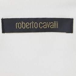 Pre Owned Roberto Cavalli White Jersey Embellished Waist Mini Skirt M