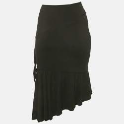 Pre Owned Roberto Cavalli Black Jersey Flared Short Skirt M