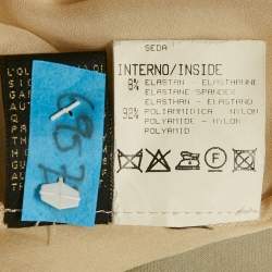 Pre Owned Roberto Cavalli Beige/Green Printed Silk Pleated Mini Dress S