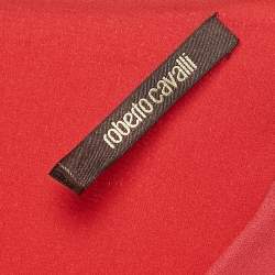 Pre Owned Roberto Cavalli Red Crepe Ruched Slit Maxi Dress M