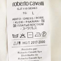 Pre Owned Roberto Cavalli Pink Printed Silk Mini Dress L