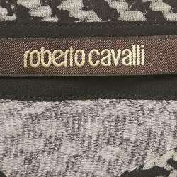 Pre Owned Roberto Cavalli Black Silk Monochrome Sheer Blouse S