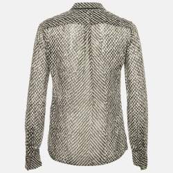 Pre Owned Roberto Cavalli Black Silk Monochrome Sheer Blouse S