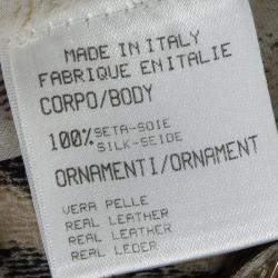 Pre Owned Roberto Cavalli Leopard Print Metallic Embroidered Silk Long Sleeve Sheer Tunic S