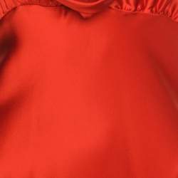 Pre Owned Roberto Cavalli Red Satin and Lace Maxi Dress S