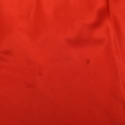 Pre Owned Roberto Cavalli Red Satin and Lace Maxi Dress S