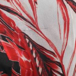Pre Owned Roberto Cavalli Red/Multicolor Chiffon Maxi Dress S