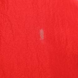 Pre Owned Roberto Cavalli Red Silk and Lace Trim Mini Dress S