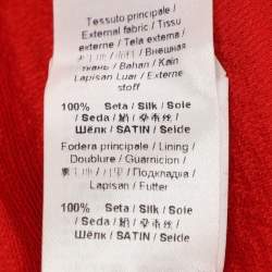 Pre Owned Roberto Cavalli Red Silk and Lace Trim Mini Dress S