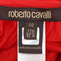 Pre Owned Roberto Cavalli Red Silk and Lace Trim Mini Dress S