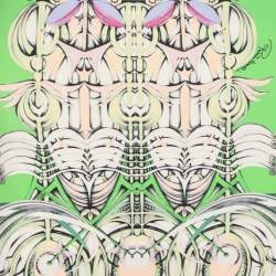 Pre Owned Roberto Cavalli Green/Multicolor Printed Jersey Mini Skirt M