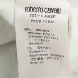 Pre Owned Roberto Cavalli Green/Multicolor Printed Jersey Mini Skirt M