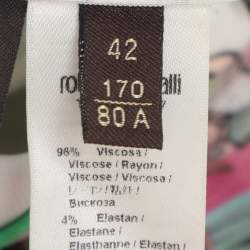 Pre Owned Roberto Cavalli Green/Multicolor Printed Jersey Mini Skirt M