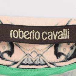 Pre Owned Roberto Cavalli Green/Multicolor Printed Jersey Mini Skirt M