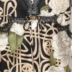 Pre Owned Roberto Cavalli Multicolor Printed Silk Lace Trim Camisole Tops M