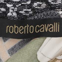 Pre Owned Roberto Cavalli Multicolor Printed Silk Lace Trim Camisole Tops M