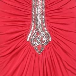 Pre Owned Roberto Cavalli Pink Jersey Crystal Ruched Embellishment Mini Dress M