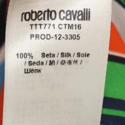 Pre Owned Roberto Cavalli Multicolor Stripe Printed Silk Belted Kaftan Blouse S