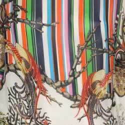 Pre Owned Roberto Cavalli Multicolor Stripe Printed Silk Belted Kaftan Blouse S