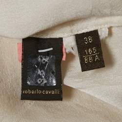 Pre Owned Roberto Cavalli Off-White Jacquard Puff Sleeve Blouse S