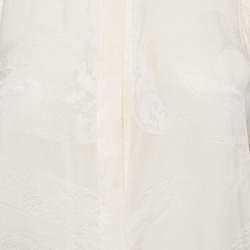 Pre Owned Roberto Cavalli Off-White Jacquard Puff Sleeve Blouse S