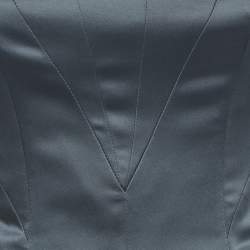 Pre Owned Roberto Cavalli Teal Blue Satin Corset Detail Strapless Mini Dress XS