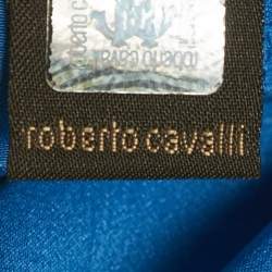 Pre Owned Roberto Cavalli Blue Silk Tie-Up Trousers S