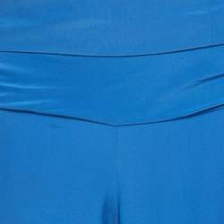 Pre Owned Roberto Cavalli Blue Silk Tie-Up Trousers S