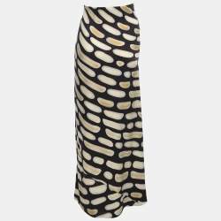 Pre Owned Roberto Cavalli Multicolor Printed Satin Maxi Skirt L