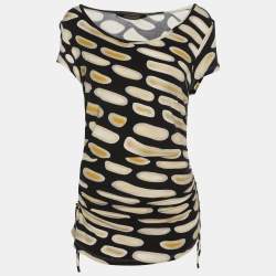 Pre Owned Roberto Cavalli Multicolor Jersey Ruched Top L