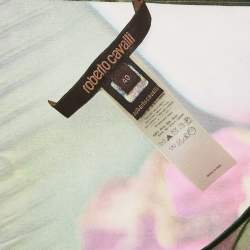 Pre Owned Roberto Cavalli Green Floral Print Silk Kaftan Top S