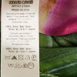 Pre Owned Roberto Cavalli Green Floral Print Silk Kaftan Top S