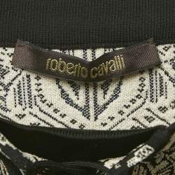 Pre Owned Roberto Cavalli Black Lurex Jacquard Lace-Up Pencil Skirt S