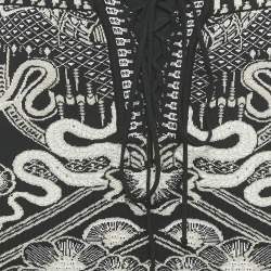 Pre Owned Roberto Cavalli Black Lurex Jacquard Lace-Up Pencil Skirt S