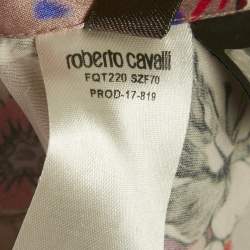 Pre Owned Roberto Cavalli Multicolor Floral Print Silk Straight Leg Pants M