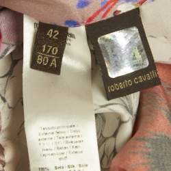 Pre Owned Roberto Cavalli Multicolor Floral Print Silk Straight Leg Pants M