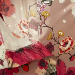 Pre Owned Roberto Cavalli Multicolor Floral Print Silk Straight Leg Pants M