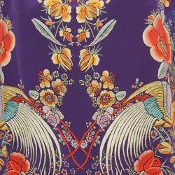 Pre Owned Roberto Cavalli Purple Printed Silk Kaftan Top S