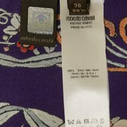 Pre Owned Roberto Cavalli Purple Printed Silk Kaftan Top S