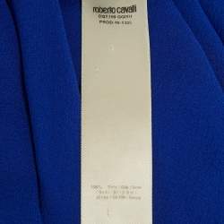 Pre Owned Roberto Cavalli Blue Silk Tassel Detailed Sheer Blouse S