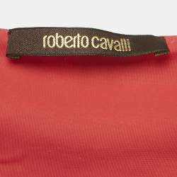 Pre Owned Roberto Cavalli Pink Printed Jersey Scoop Neck Top S