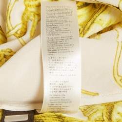 Pre Owned Roberto Cavalli Off White/Yellow Printed Silk Drawstring Playsuit M