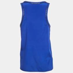 Pre Owned Roberto Cavalli Blue Embellished Silk Sleeveless Top S