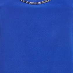 Pre Owned Roberto Cavalli Blue Embellished Silk Sleeveless Top S