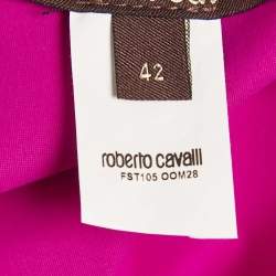 Pre Owned Roberto Cavalli Pink Floral Graphic Print Jersey Cut-Out Detail Mini Dress M