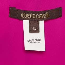 Pre Owned Roberto Cavalli Pink Floral Graphic Print Jersey Cut-Out Detail Mini Dress M